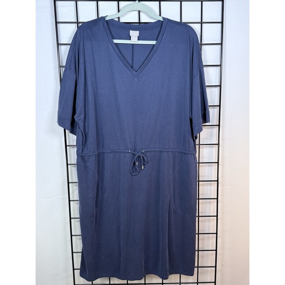 Chico's Dresses & Skirts - Chico's Zenergy Sport Dress Womens 3 XL Blue Drawstring Waist Slide Pockets